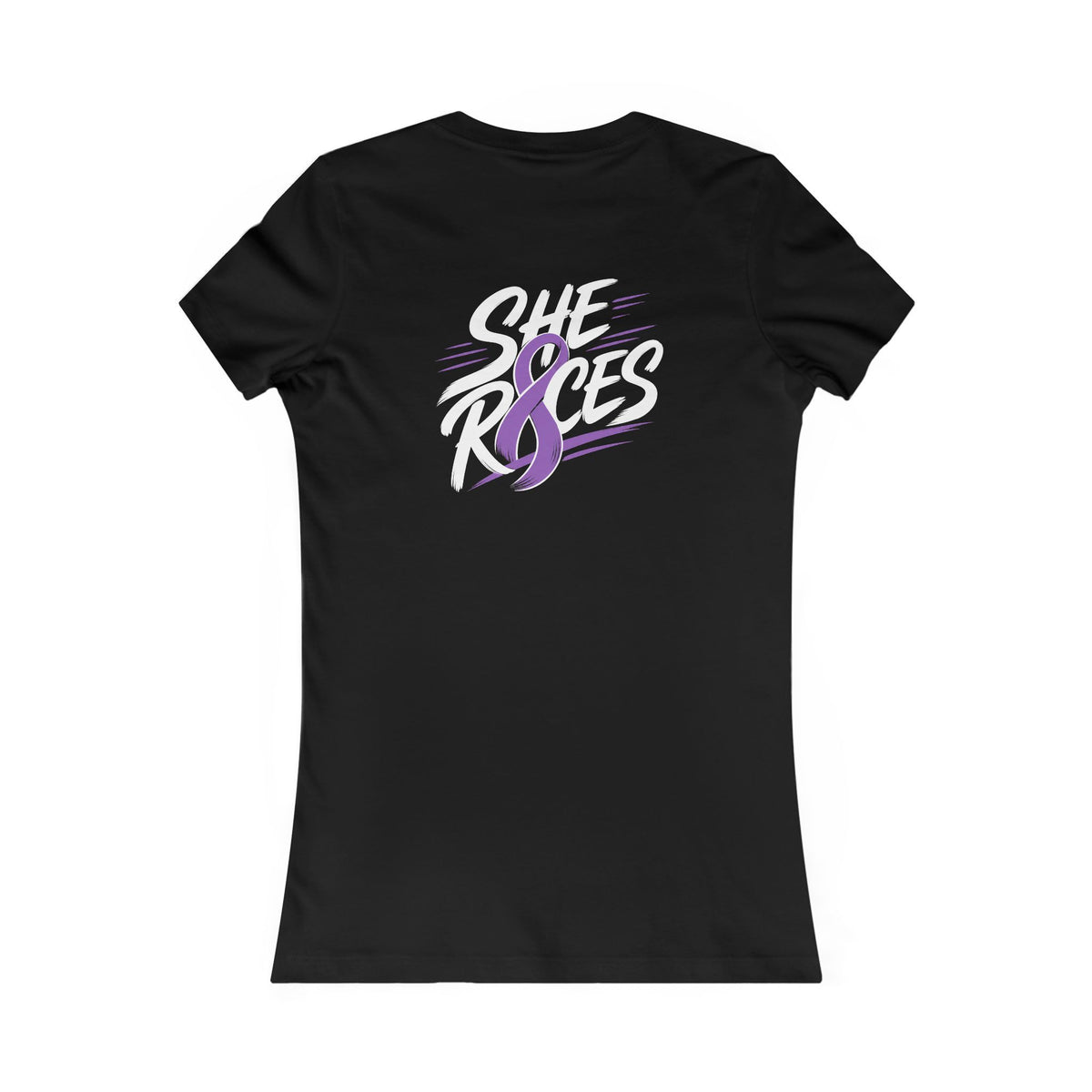 She Races Purple Ribbon Tee — Women’s Awareness T-Shirt