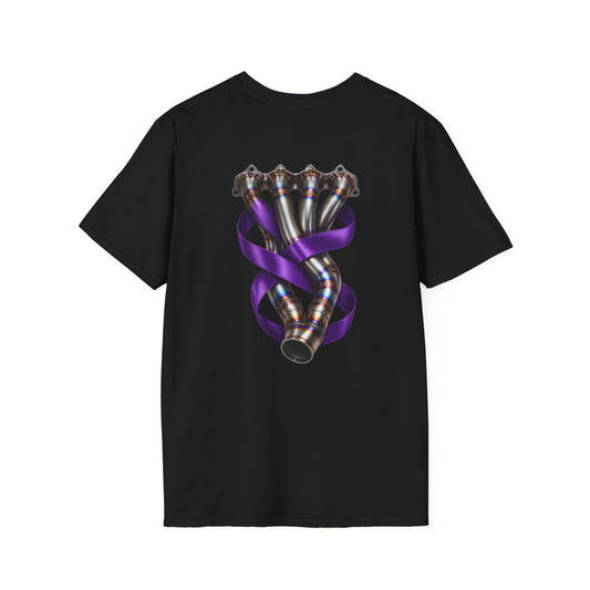 Racing Header with Purple Awareness Ribbon T-Shirt